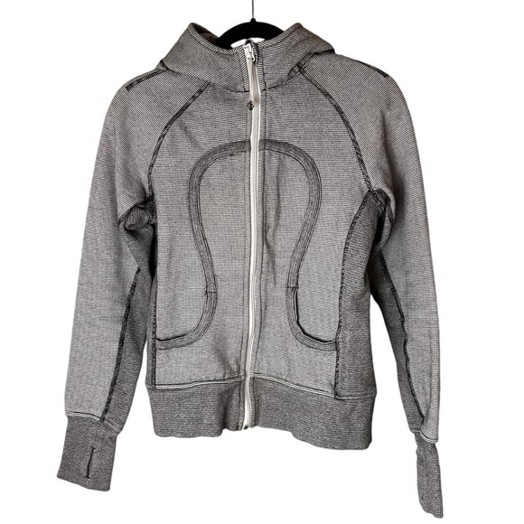Lululemon Scuba Hoodie *Stripe-White Black Mircostripe- Size 6 - Picture 7 of 14